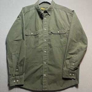 Berne Workwear Men's L Button Down Work Shirt Green Long Sleeve Utility